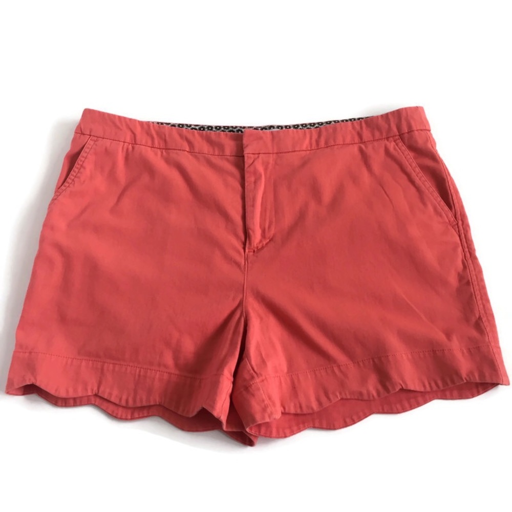 Kenar Women’s Scallop Hem Shorts Sz 8 Coral